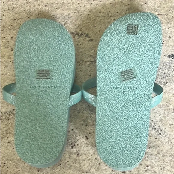 NWOT Tory Burch Miller Cloud Metallic Teal Sandals Size 12 - Picture 3 of 3